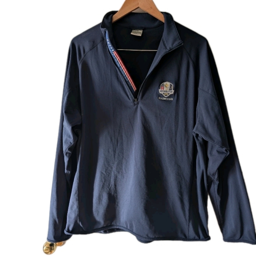 Golf 1/4 Zip Long Sleeve Top Men Hazeltine 2016 Ryder Cup Blue Active Size XL